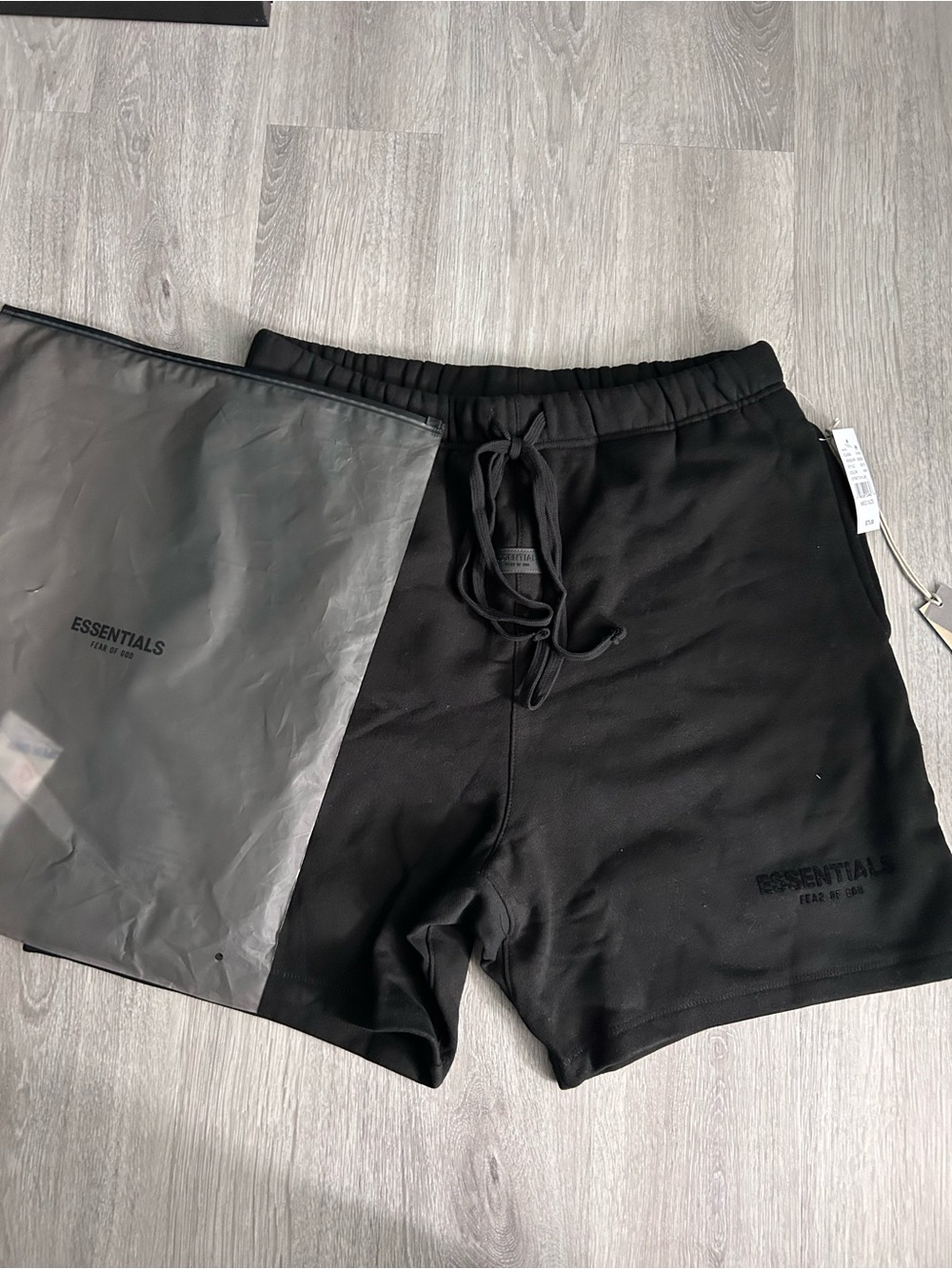 Essentials Men's Black Athletic Logo Drawstring Shorts